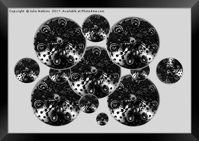 Glass paperweight abstract in black and white Framed Print by Julia Watkins