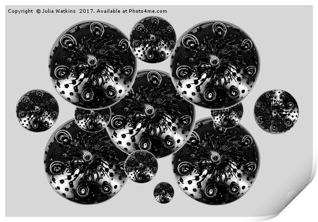 Glass paperweight abstract in black and white Print by Julia Watkins