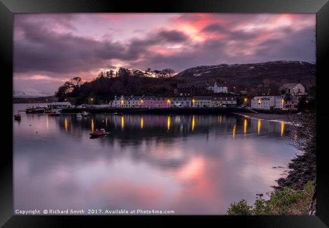 A November evening at Portree pier Framed Print by Richard Smith