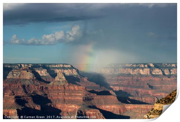 Rainbow over the Grand Canyon National Park  Print by Carmen Green