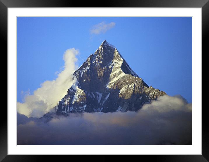 Machapuchare, the Fishtail Mountain, Pokhara at Da Framed Mounted Print by Jacqi Elmslie