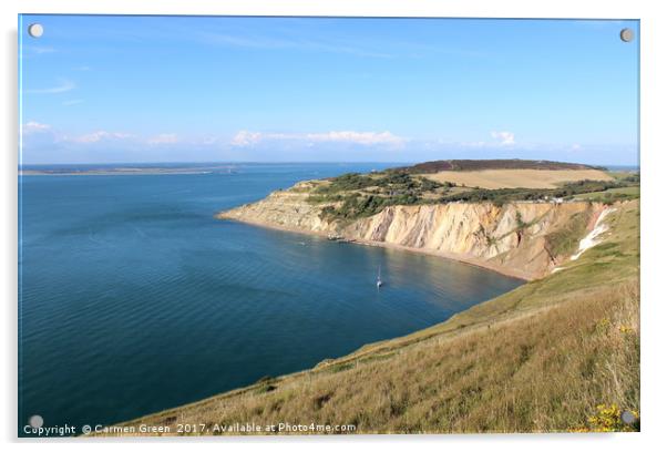 View over Alum Bay from the Isle of Wight Needles  Acrylic by Carmen Green
