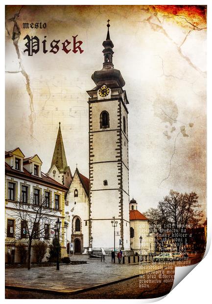 Church in town Pisek, Czechia Print by Sergey Fedoskin