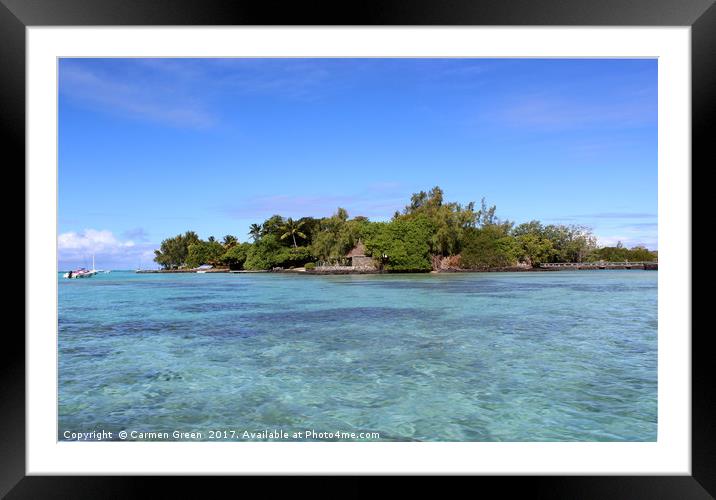 Clear blue sea and sky at Mahebourg, Mauritius Framed Mounted Print by Carmen Green