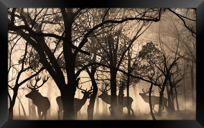 four deer  Framed Print by Guido Parmiggiani