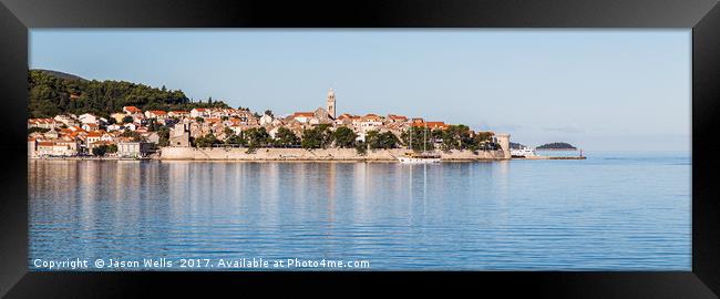 Reflections of Korcula old town Framed Print by Jason Wells
