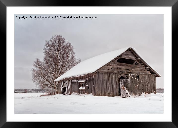 Abandoned Barn House Covered With Snow Framed Mounted Print by Jukka Heinovirta