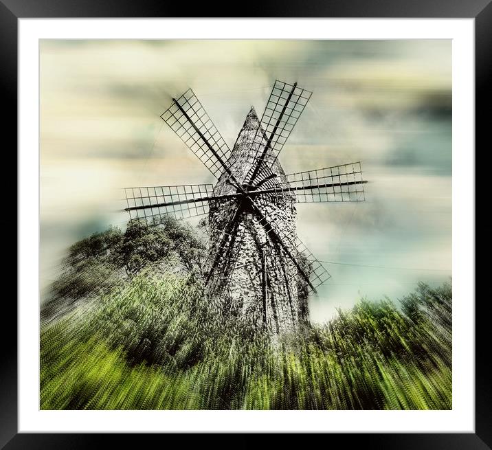 Mallorcan Windmill Framed Mounted Print by Louise Godwin