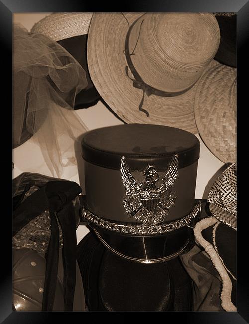 Soldier hat in sepia Framed Print by Patti Barrett
