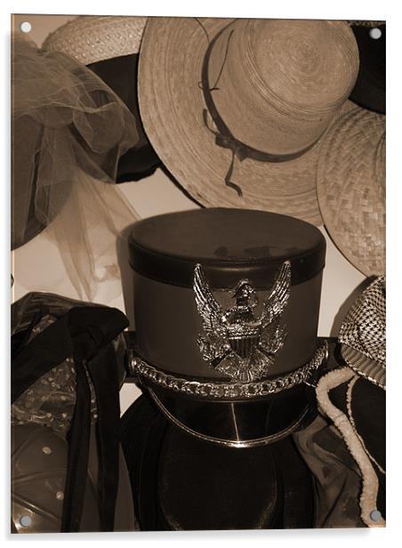 Soldier hat in sepia Acrylic by Patti Barrett