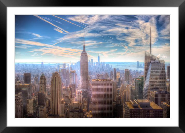 New York Manhattan Skyline Framed Mounted Print by David Pyatt