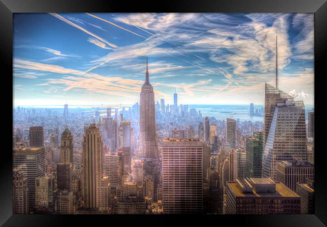 New York Manhattan Skyline Framed Print by David Pyatt