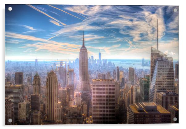 New York Manhattan Skyline Acrylic by David Pyatt