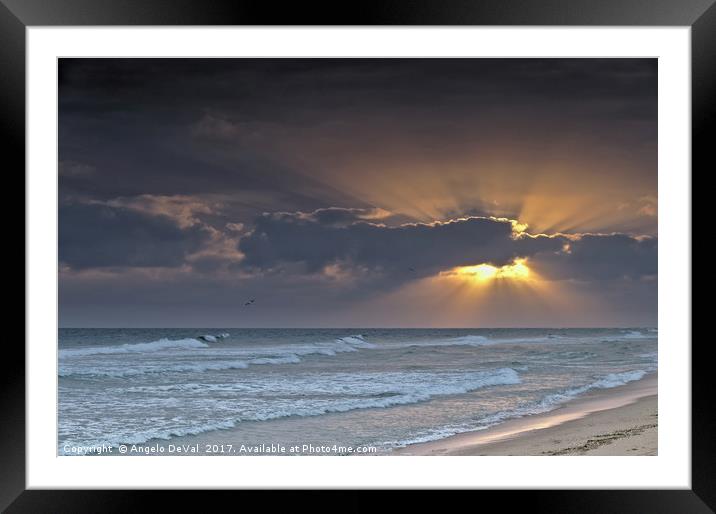 Sun and Clouds in Ilha Deserta. Algarve Framed Mounted Print by Angelo DeVal