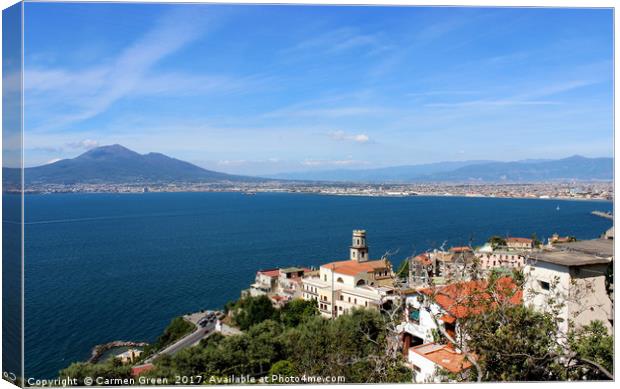 View of the Bay of Naples and Mt Vesuvius Canvas Print by Carmen Green