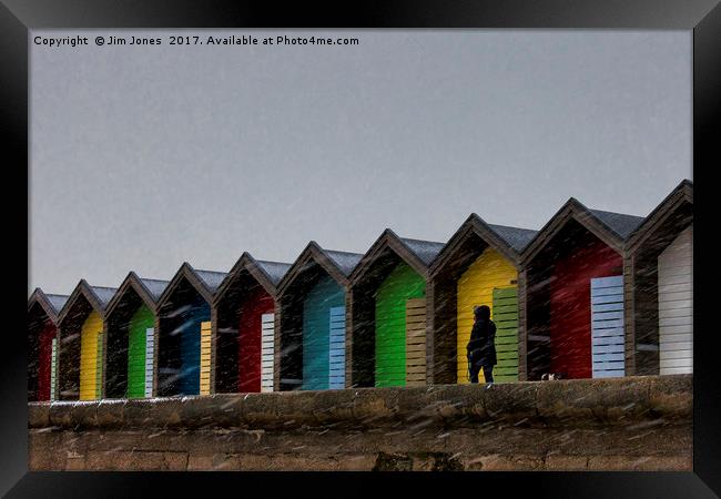Beach Huts for hire - Heating optional Framed Print by Jim Jones