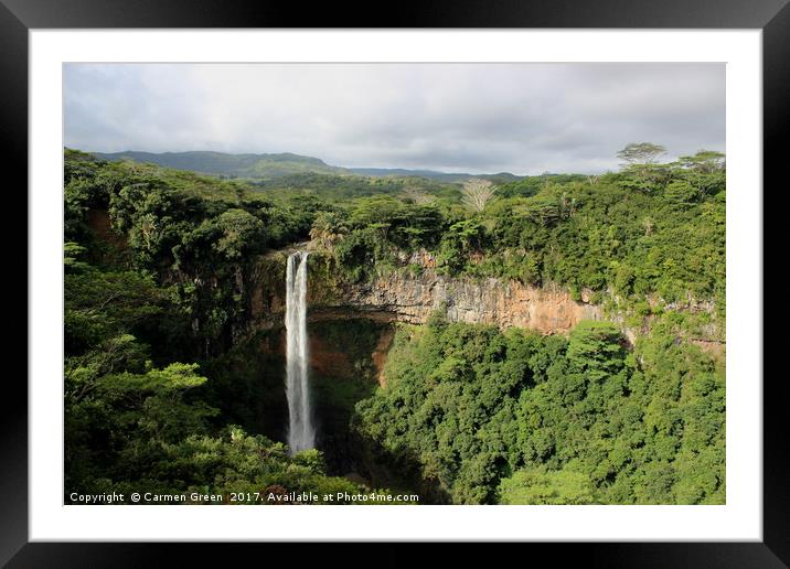 Chamarel Waterfall, Mauritius Framed Mounted Print by Carmen Green