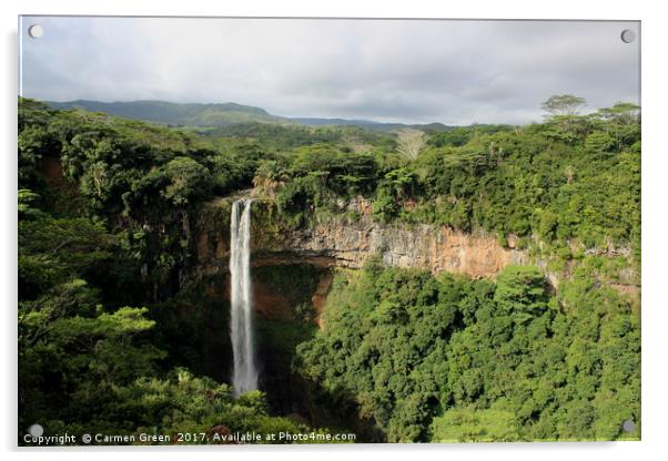Chamarel Waterfall, Mauritius Acrylic by Carmen Green