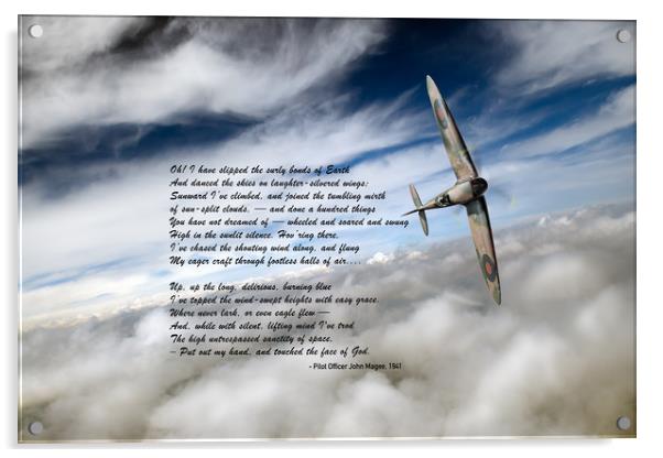 High Flight: Spitfire solo Acrylic by Gary Eason