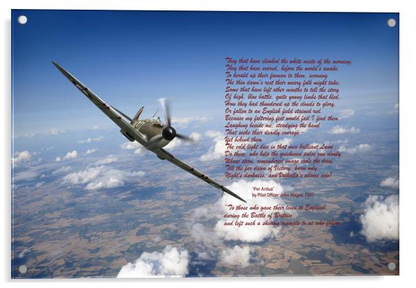 Battle of Britain Spitfire "Per Ardua" Acrylic by Gary Eason