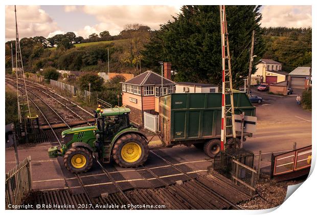 Crediton Tractor crossing  Print by Rob Hawkins
