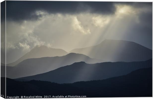Sunbeams and Mountains Canvas Print by Rosalind White