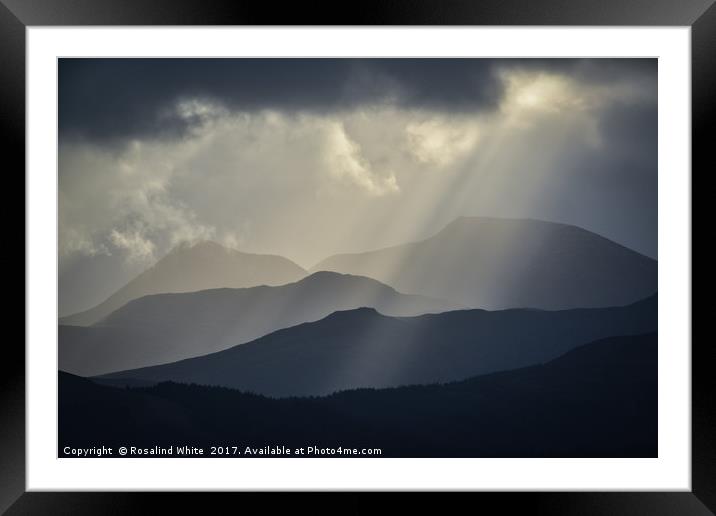 Sunbeams and Mountains Framed Mounted Print by Rosalind White
