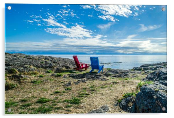 Adirondack Chairs looking to sea Acrylic by Alf Damp