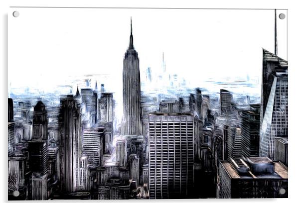 New York Skyline Art Acrylic by David Pyatt