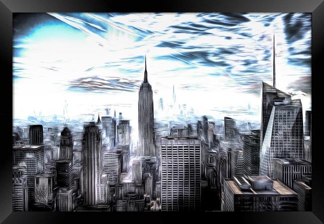 Manhattan Skyline Art Framed Print by David Pyatt