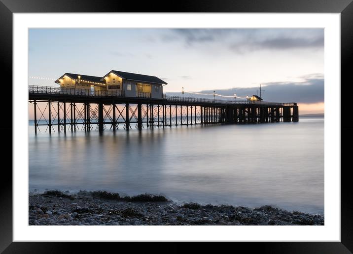 Pier into the mirrored sea, Penarth Pier Framed Mounted Print by Ramas King