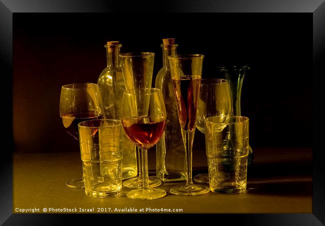 cocktail and wine glasses Framed Print by PhotoStock Israel