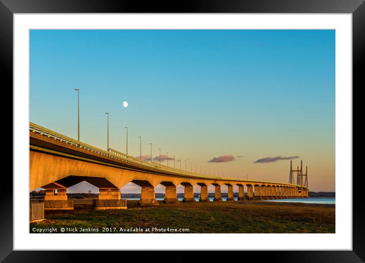 Second Severn Crossing Winter Evening Framed Mounted Print by Nick Jenkins
