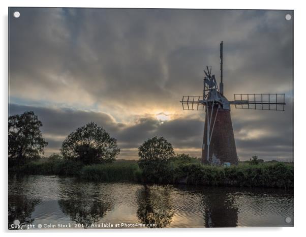 Sunset at Turf Fen Mill Acrylic by Colin Stock