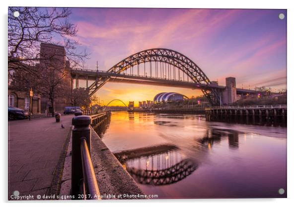 Tyne bridge Sunrise Acrylic by david siggens