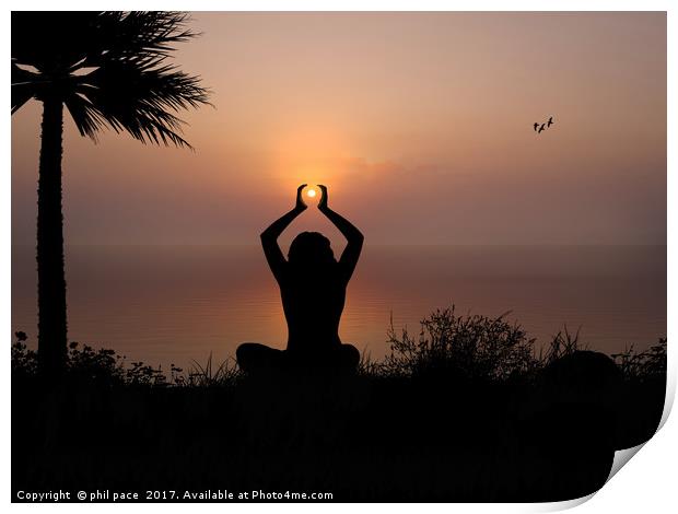 Cliff Top Meditation Print by phil pace