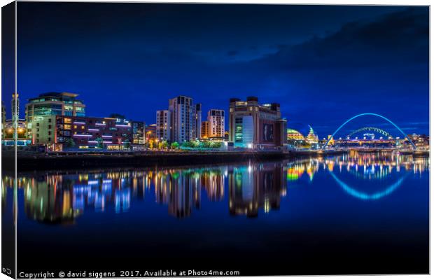 Blue hour Newcastle Quayside Canvas Print by david siggens