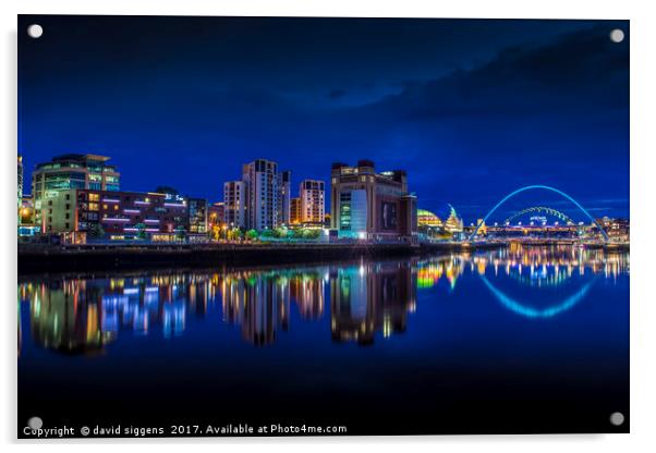 Blue hour Newcastle Quayside Acrylic by david siggens