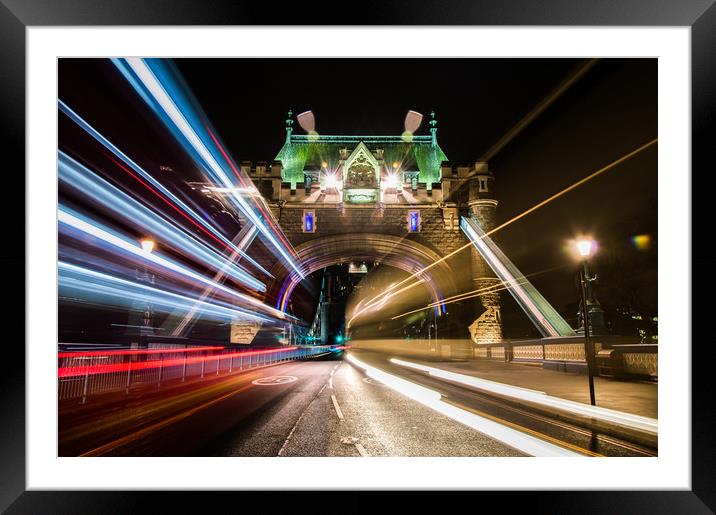Light show on the Bridge Framed Mounted Print by Daniel Farrington