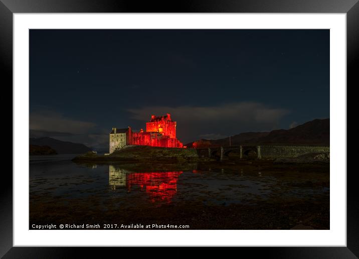 Remembrance day floodlighting at Eilean Donan Cast Framed Mounted Print by Richard Smith