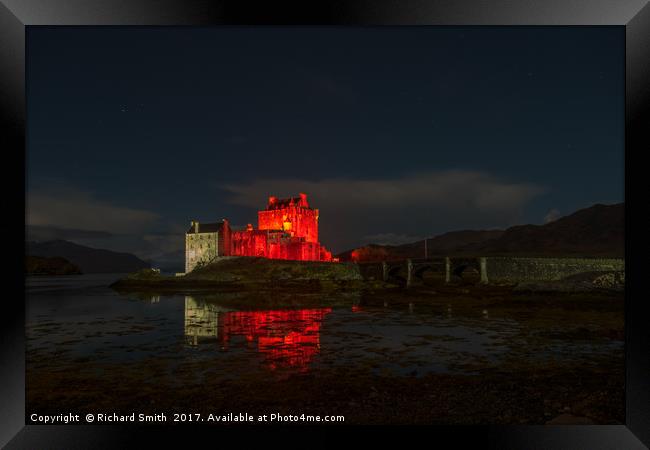 Remembrance day floodlighting at Eilean Donan Cast Framed Print by Richard Smith