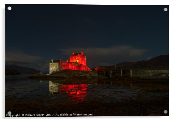 Remembrance day floodlighting at Eilean Donan Cast Acrylic by Richard Smith