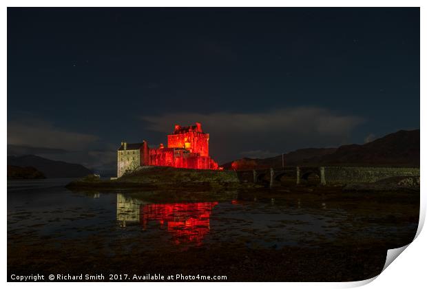 Remembrance day floodlighting at Eilean Donan Cast Print by Richard Smith