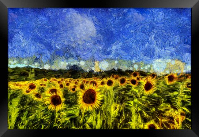 Van Gogh Sunflowers Framed Print by David Pyatt