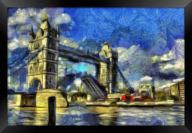 Tower Bridge Van Gogh Framed Print by David Pyatt