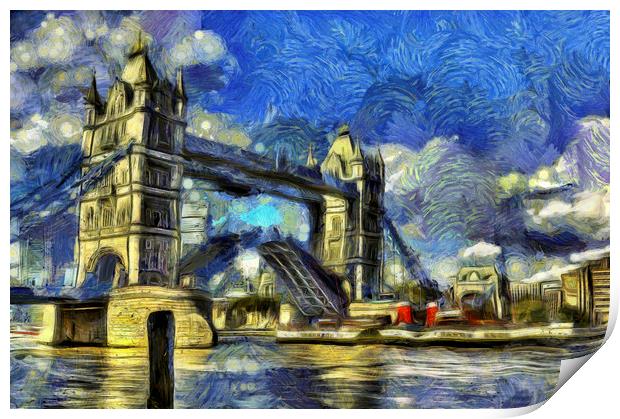 Tower Bridge Van Gogh Print by David Pyatt
