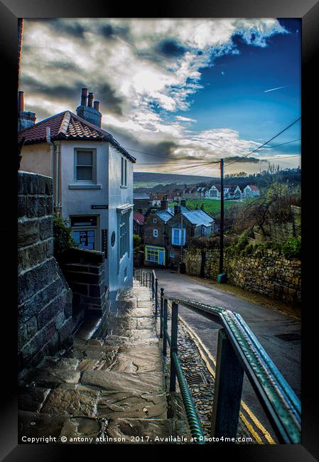Whilst Out Walking in Robin Hood's Bay Framed Print by Antony Atkinson