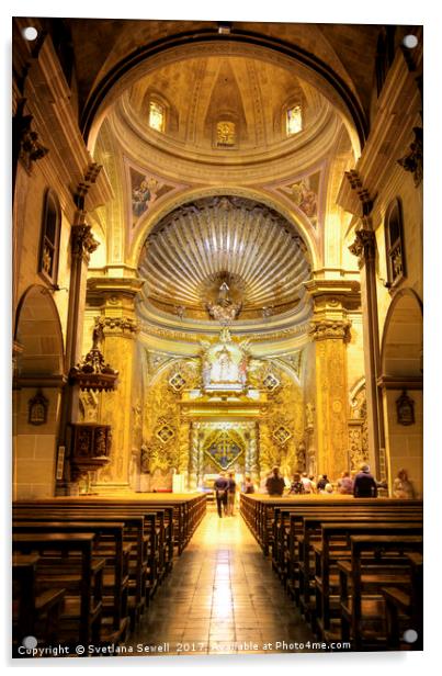 Inside Santa Maria de Montserrat Acrylic by Svetlana Sewell