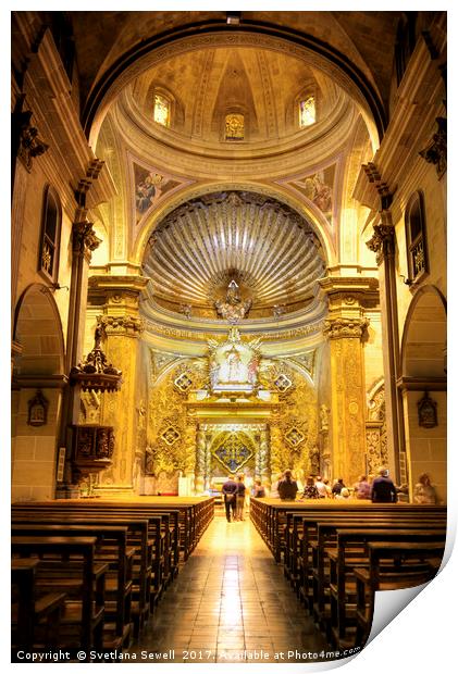 Inside Santa Maria de Montserrat Print by Svetlana Sewell
