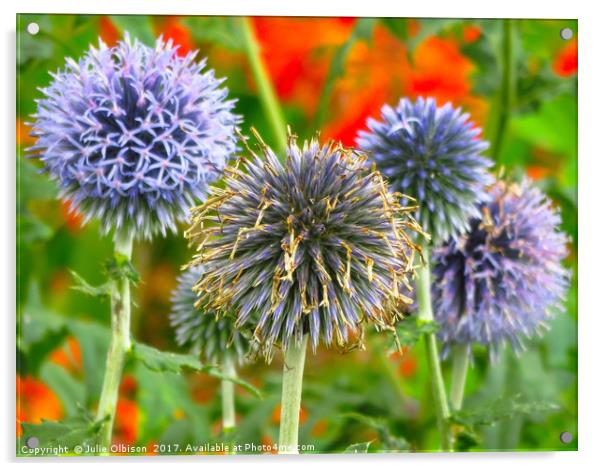 Wild Violet Blue Flowers in Norfolk Acrylic by Julie Olbison